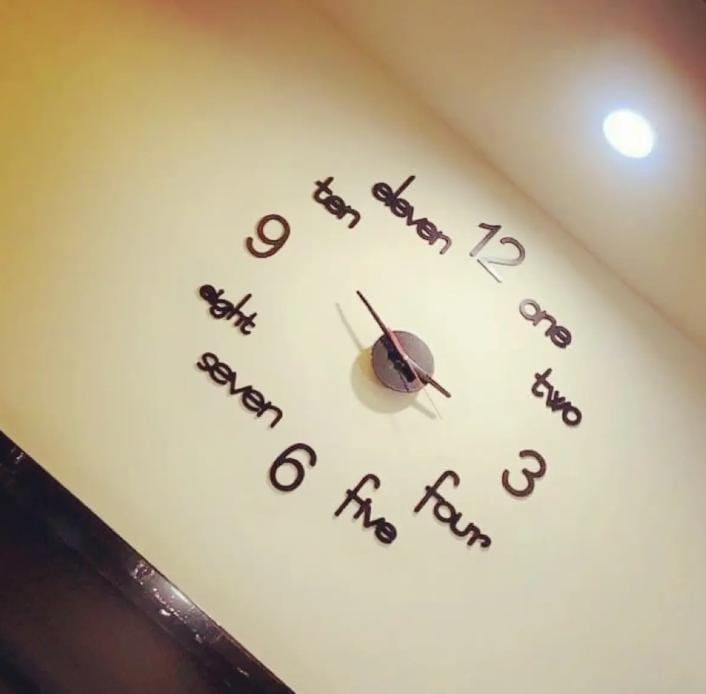 3D Wooden Wall Clock Black White 24"