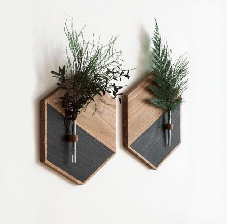 MDF Wood Wall Planters Black Brown Modern Home Decor