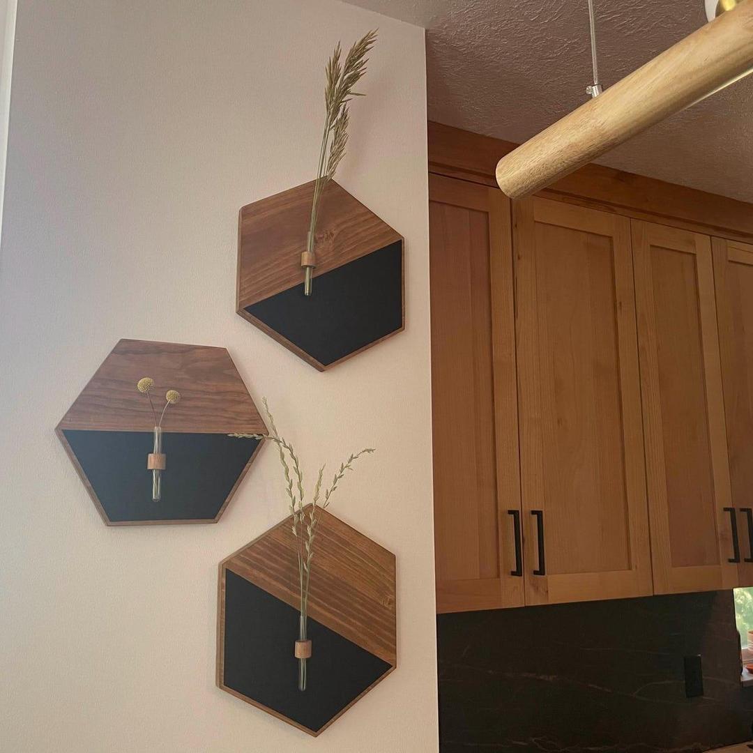 MDF Wood Wall Planters Black Brown Modern Home Decor