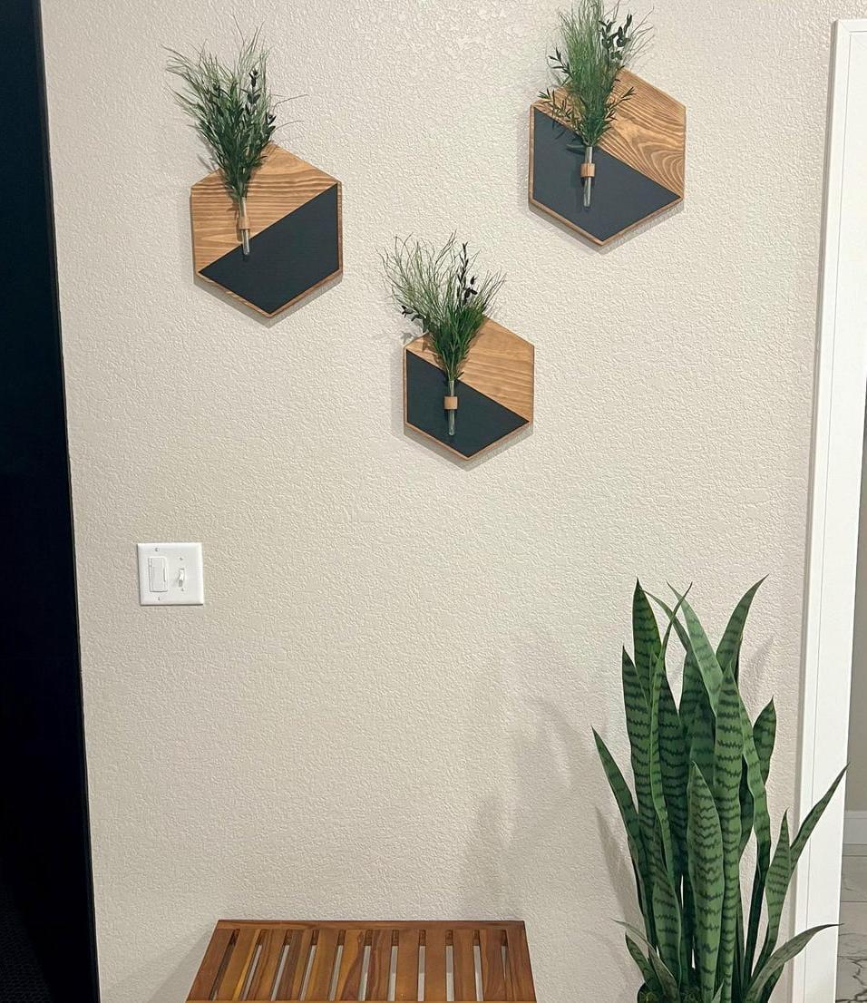 MDF Wood Wall Planters Black Brown Modern Home Decor