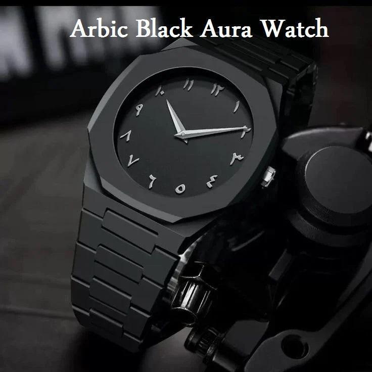 Black Arabic Aura Carbon Fiber Watch for Men