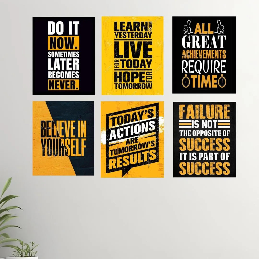 Set of 6 Motivational Wall Art Frames for Home Office