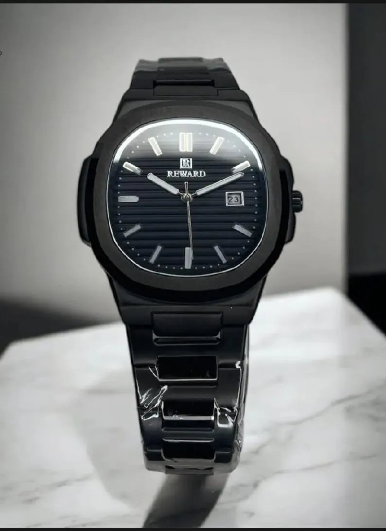 Men's Black Stainless Steel Ultra Thin Quartz Watch