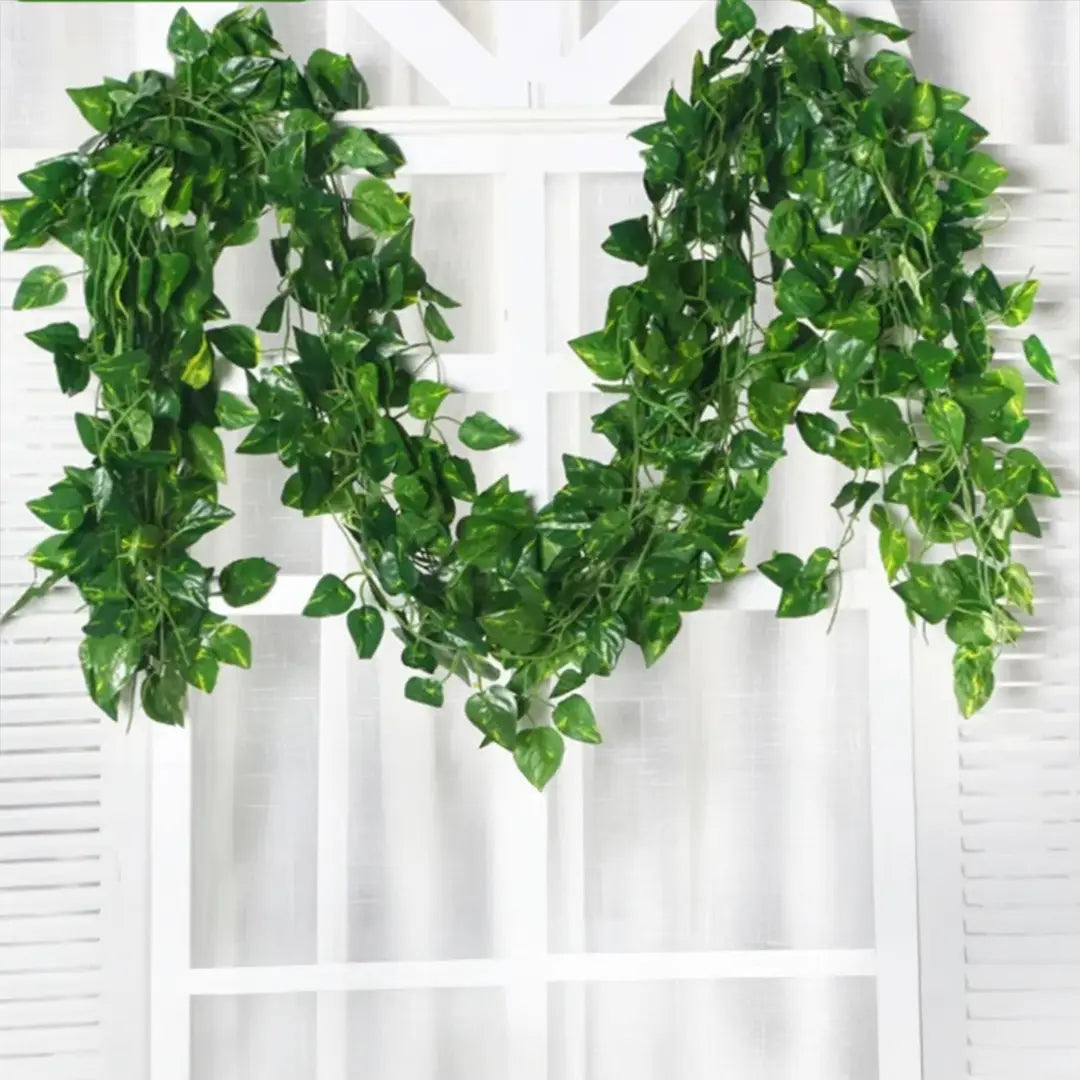 Pack of 6 - Artificial Money Plant Leaf Bail 7 Feet Long Garland For Home, Office, Room Decoration