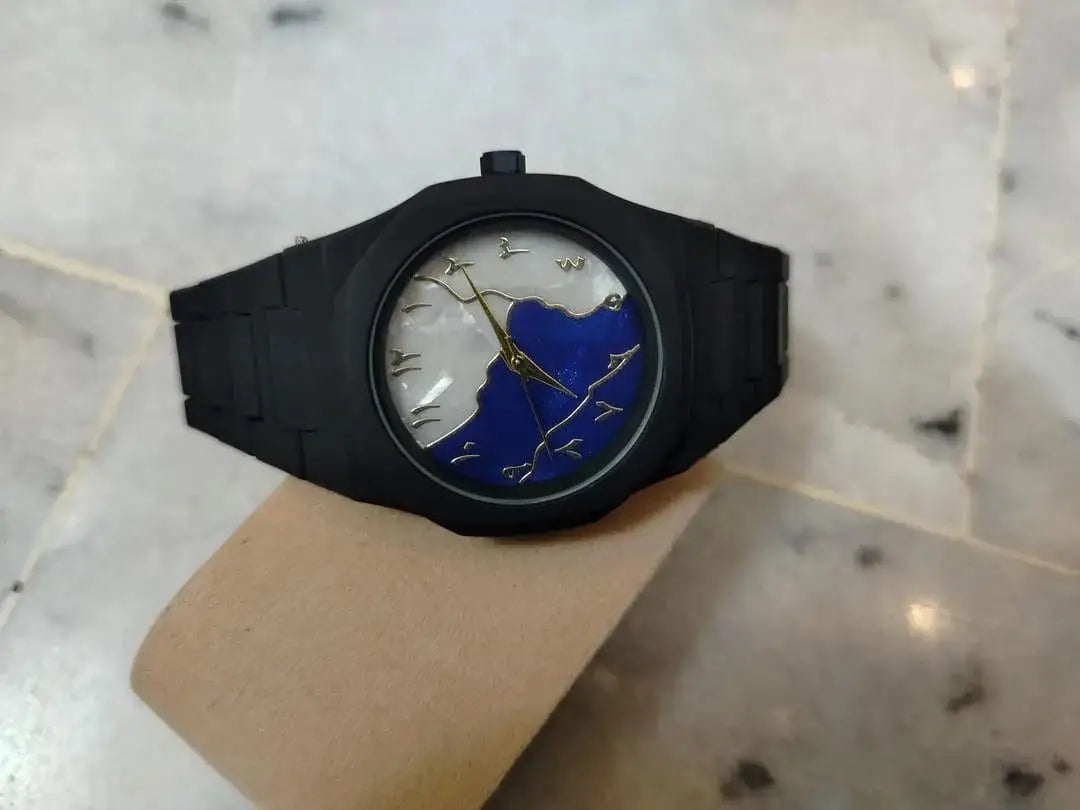 Black Arabic Aura Watch For Men Stylish Watch 100% Original Watch Amazing with Arabic fiber chain unisex Butterfly Clasp